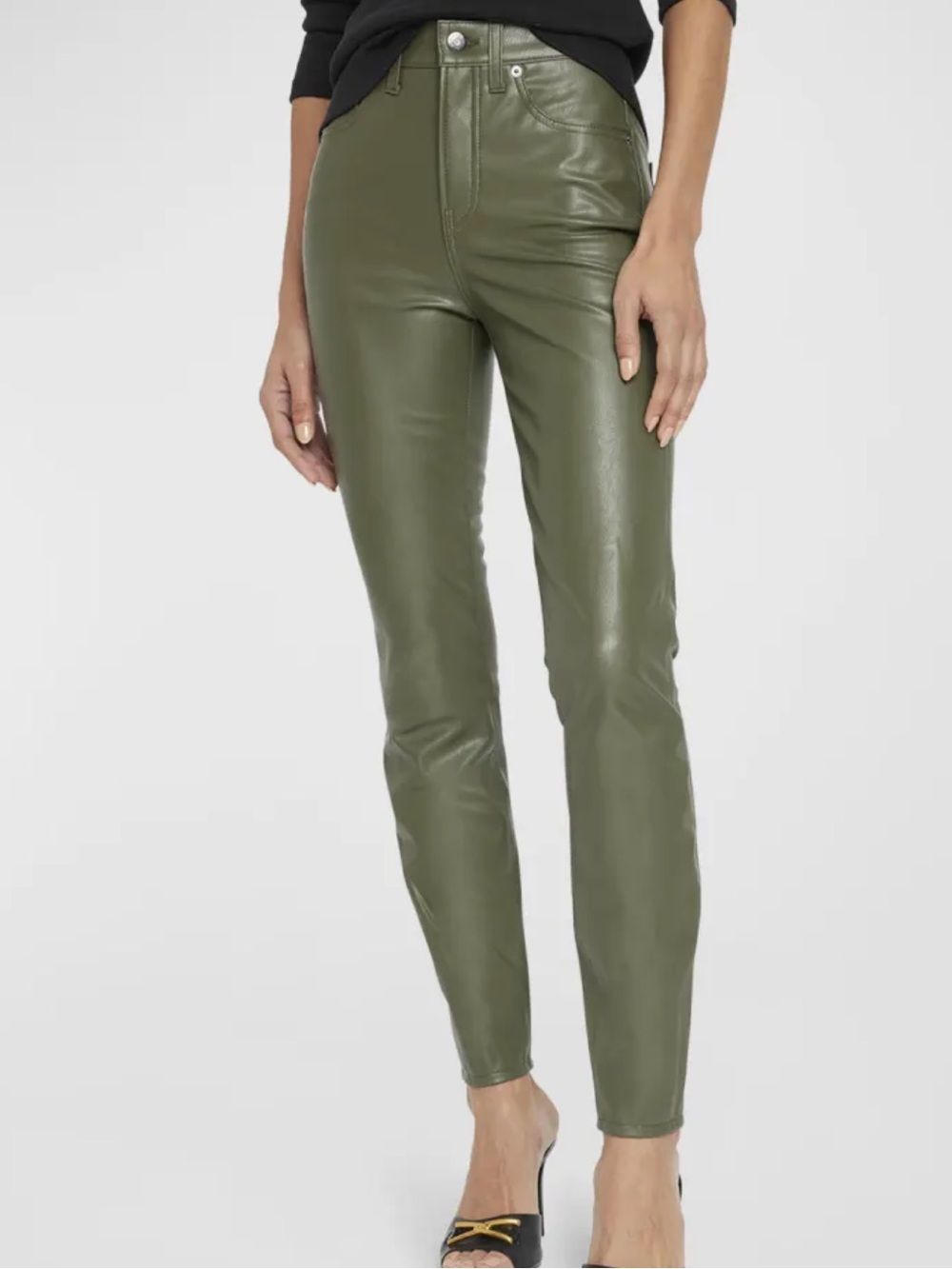 Veronica Beard High Rise Skinny-Leg Cropped Vegan Leather Pants Size 26